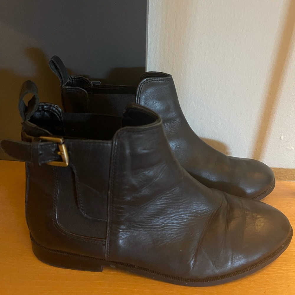 Black Topshop Leather Chelsea Boot